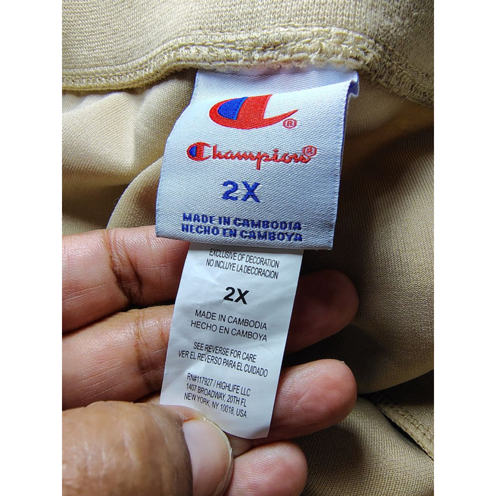 Champion Wide Leg Sweatpants 2X Beige Stripe Logo Athleisure Lounge Pants Plus - Picture 11 of 11